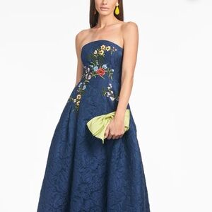 Sachin & Babi Belle Lace Floral Ball Gown in Midnight Blue